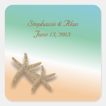 Jeweled Starfish Wedding Stickers