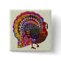Jeweled Turkey Pinback Buttons