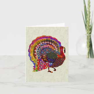 Jeweled Turkey Greeting Card