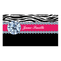 Jeweler Jewelry Zebra Print Diamond Sparkle Business Card Templates