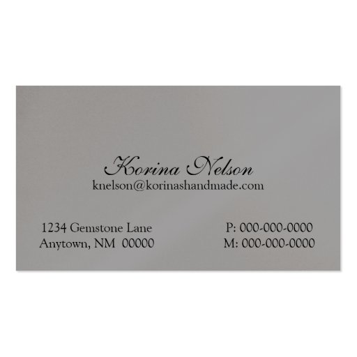 Jewelled Glam Business Card, Silver (back side)