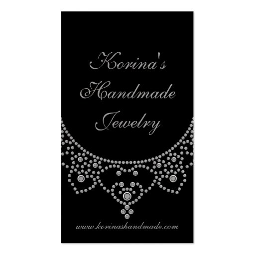 Jewelled Glam Business Card, Silver (front side)