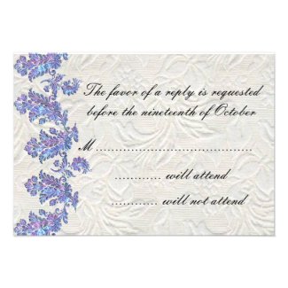 Jewelled Lavender Leaves Wedding RSVP Personalized Invitations