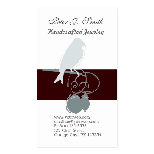 Jewelry Artist Whimsical Cute Bird Business Card