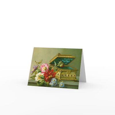 Jewelry Box and Flowers Customizable Notecard