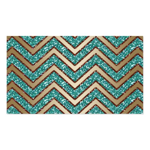 Jewelry Business Card Chevron Sparkle Gold Teal (front side)