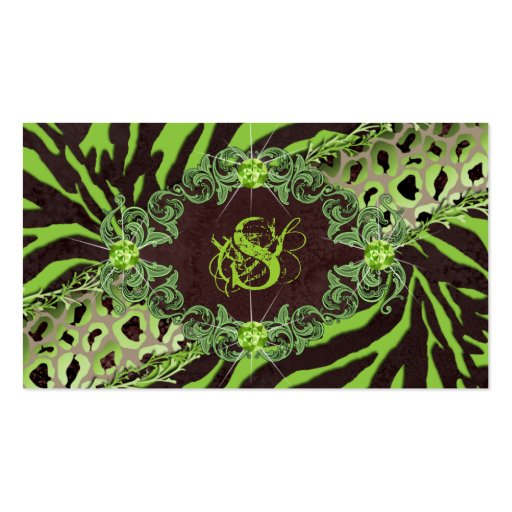 Jewelry Business Card Fashion Zebra Leopard Lime (front side)
