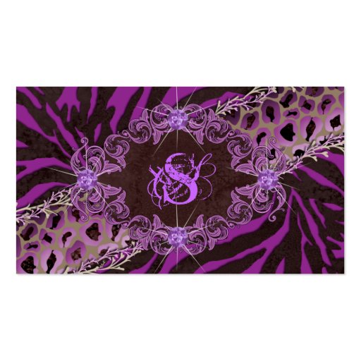 Jewelry Business Card Fashion Zebra Leopard Purple (front side)