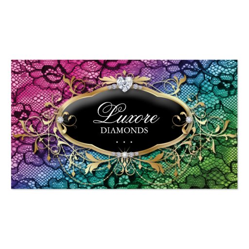 Jewelry Business Card Lace Pink Blue Heart (front side)