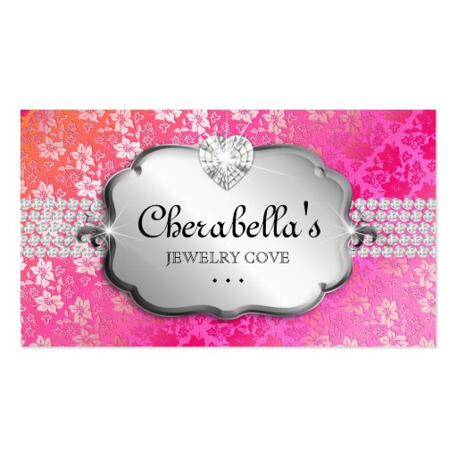 Jewelry Business Card Lace Pink Orange Heart (front side)