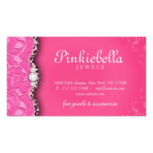 Jewelry Business Card Leopard Lace Pink (back side)
