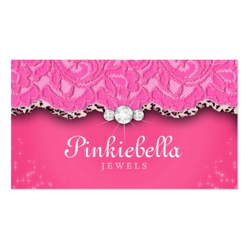 Jewelry Business Card Leopard Lace Pink (front side)