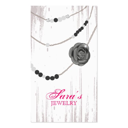 Jewelry Business Card Rose Necklace Gray Pink (front side)