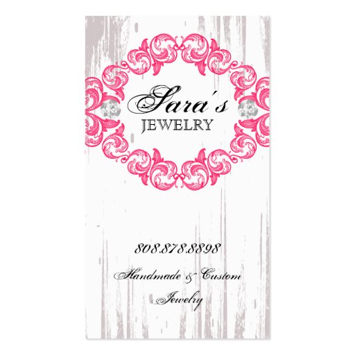 Jewelry Business Card Rose Necklace Gray Pink (back side)