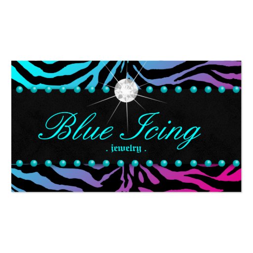 Jewelry Business Card Zebra Blue Dots Blue Pink (front side)