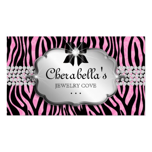 Jewelry Business Card Zebra Bow Heart