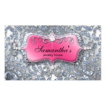 Jewelry Business Card Zebra Pink Silver Glitter business cards
