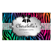 Jewelry Business Card Zebra Rainbow Bow Heart