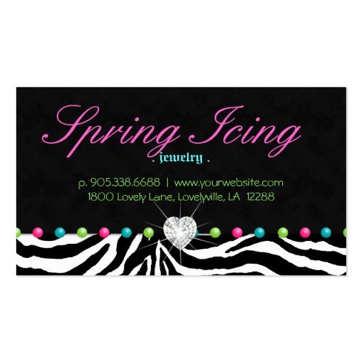 Jewelry Business Card Zebra Spring Dots Jewelry (back side)