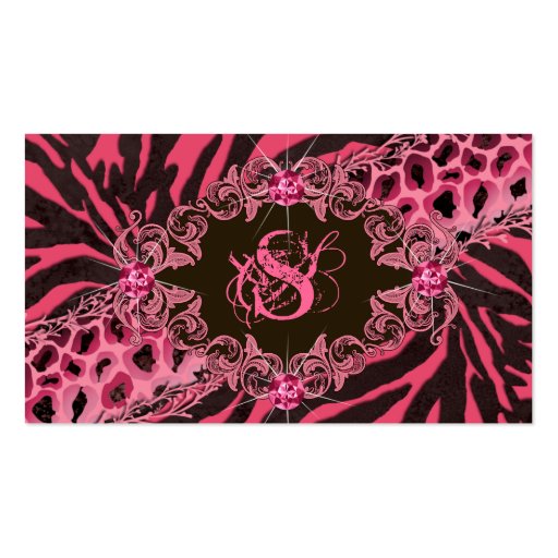 Jewelry Business Cards Animal Zebra Leopard Pink (front side)