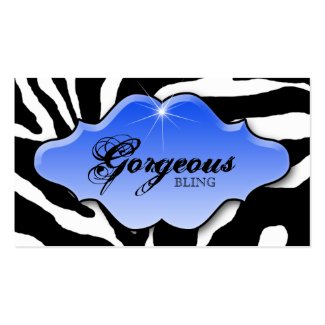 Jewelry Business Cards Animal Zebra Sparkle Blue profilecard