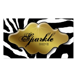 Jewelry Business Cards Animal Zebra Sparkle Gold profilecard