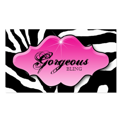 Jewelry Business Cards Animal Zebra Sparkle Pink (front side)