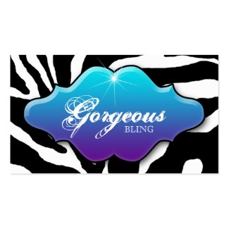 Jewelry Business Cards Animal Zebra Sparkle PurBl profilecard