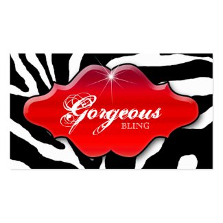 Jewelry Business Cards Animal Zebra Sparkle Red profilecard