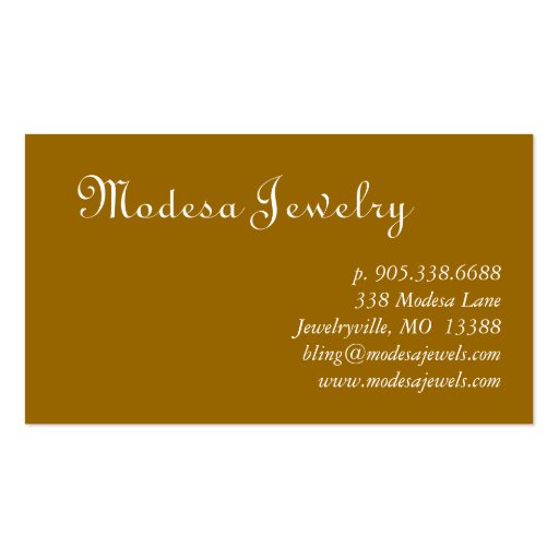 Jewelry Business Cards Cash for Gold Golden (back side)