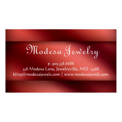 Jewelry Business Cards Cash for Gold Red Metallic (back side)