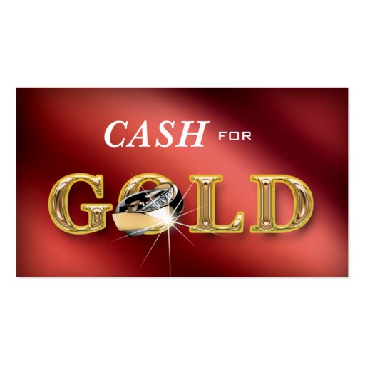 Jewelry Business Cards Cash for Gold Red Metallic (front side)