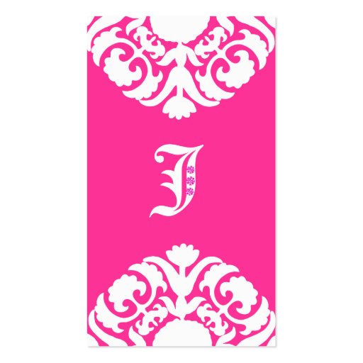 Jewelry Business Cards Damask Monogram PInk (front side)