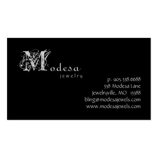 Jewelry Business Cards Engagement Rings Black (back side)