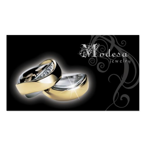 Jewelry Business Cards Engagement Rings Black (front side)