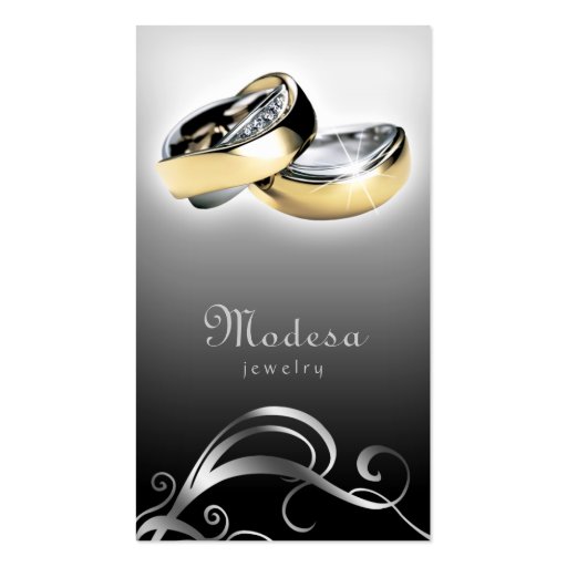 Jewelry Business Cards Engagement Rings Black G (front side)