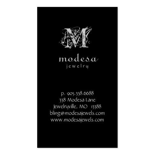 Jewelry Business Cards Engagement Rings Black G (back side)