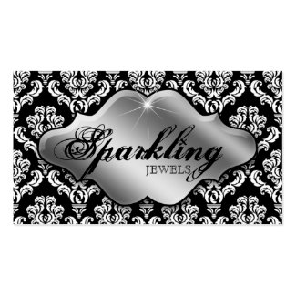 Jewelry Business Cards Fashion Damask Silver profilecard
