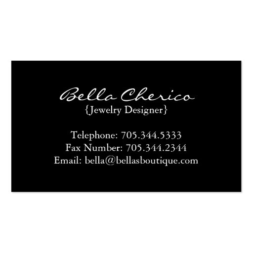 Jewelry Designer Business Card (back side)