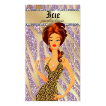 Jewelry Diamonds Red Zebra Leopard Pink Gold Business Card Templates