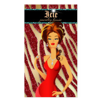 Jewelry Diamonds Red Zebra Sparkle Gold Teal Business Card Templates