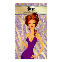 Jewelry Diamonds Zebra Purple Pink Gold Business Card Template