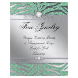 Jewelry Flyer Hair Salon Zebra Sparkle Mint Silver