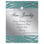Jewelry Flyer Hair Salon Zebra Sparkle Teal Silver