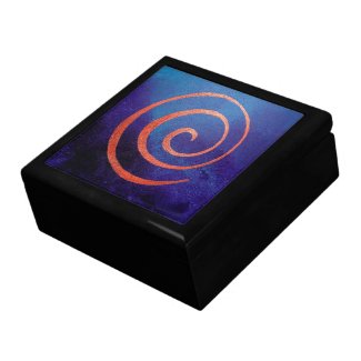 Jewelry Gift Box Copper Spiral on Deep Blue Art