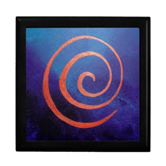 Jewelry Gift Box Copper Spiral on Deep Blue Art