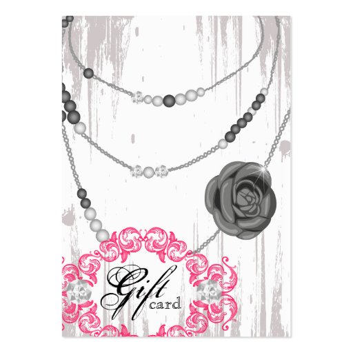 Jewelry Gift Card Rose Necklace Diamonds Gray Business Card (front side)