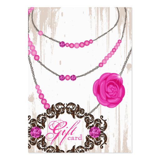 Jewelry Gift Card Rose Necklace Diamonds Pink Brow Business Card