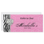 Jewelry Gift Certificate Zebra Pink Leopard Custom Rack Card