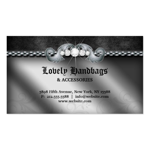Jewelry Handbag Purse Leather Silver Gray Business Cards (back side)